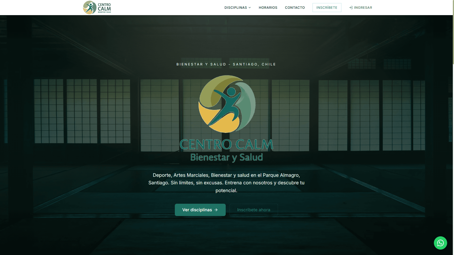 Screenshot of the Centro Calm site